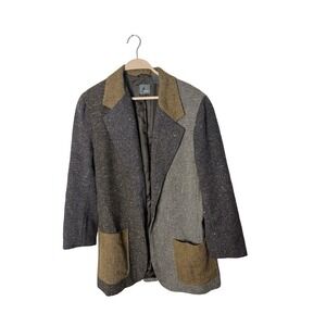 Liz Wear Vintage 90s Blazer Colorblock Patchwork Wool Blend 90s Women's Size 12